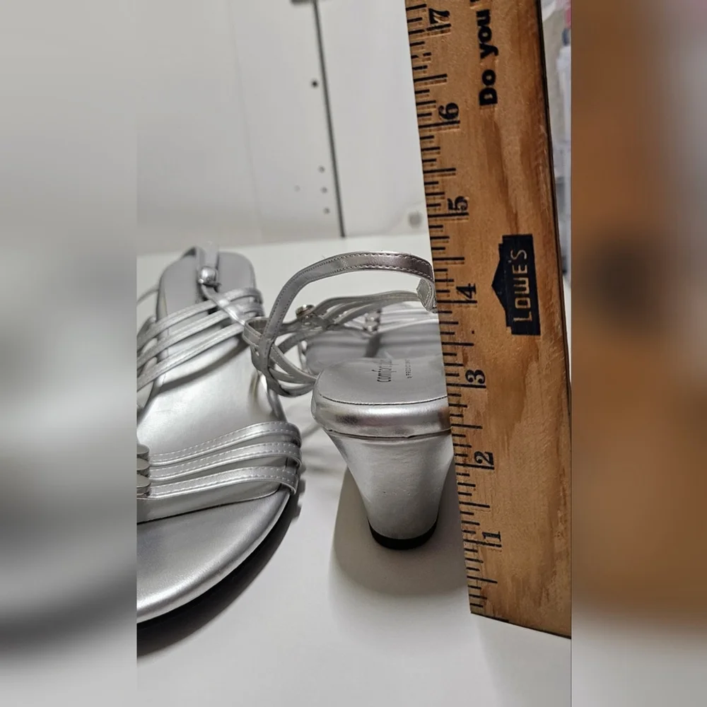 Women's Silver Strappy Sandals Sz 11 - Picture 2 of 5